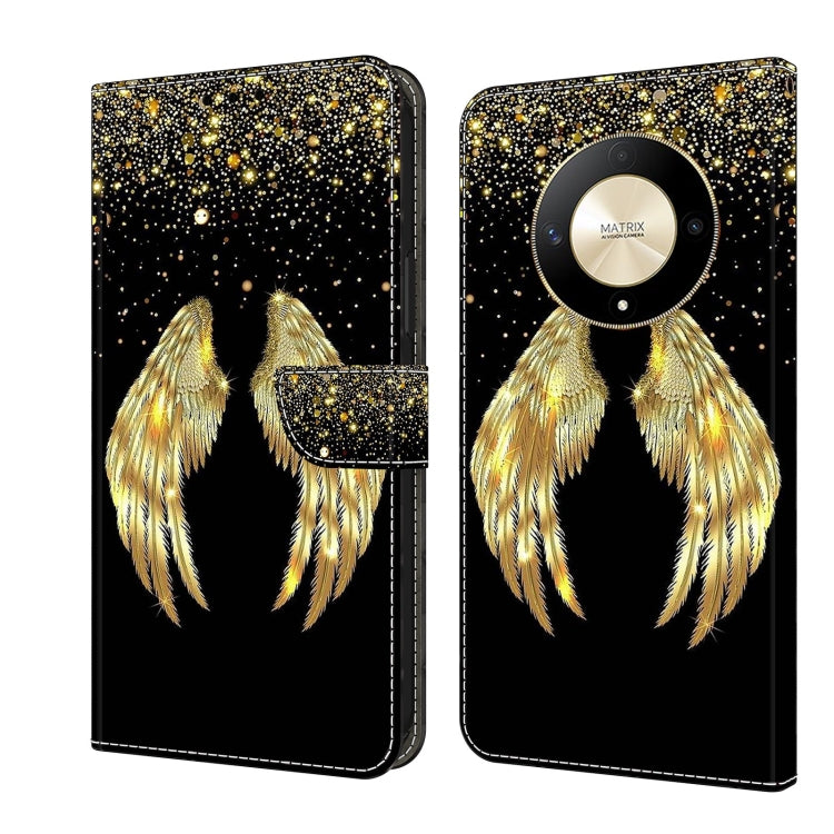 For Honor Magic6 Lite Crystal 3D Shockproof Protective Leather Phone Case(Golden Wings) - Honor Cases by buy2fix | Online Shopping UK | buy2fix