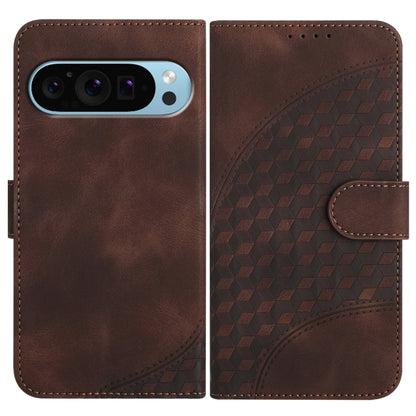 For Google Pixel 9 Pro YX0060 Elephant Head Embossed Phone Leather Case with Lanyard(Coffee) - Google Cases by buy2fix | Online Shopping UK | buy2fix