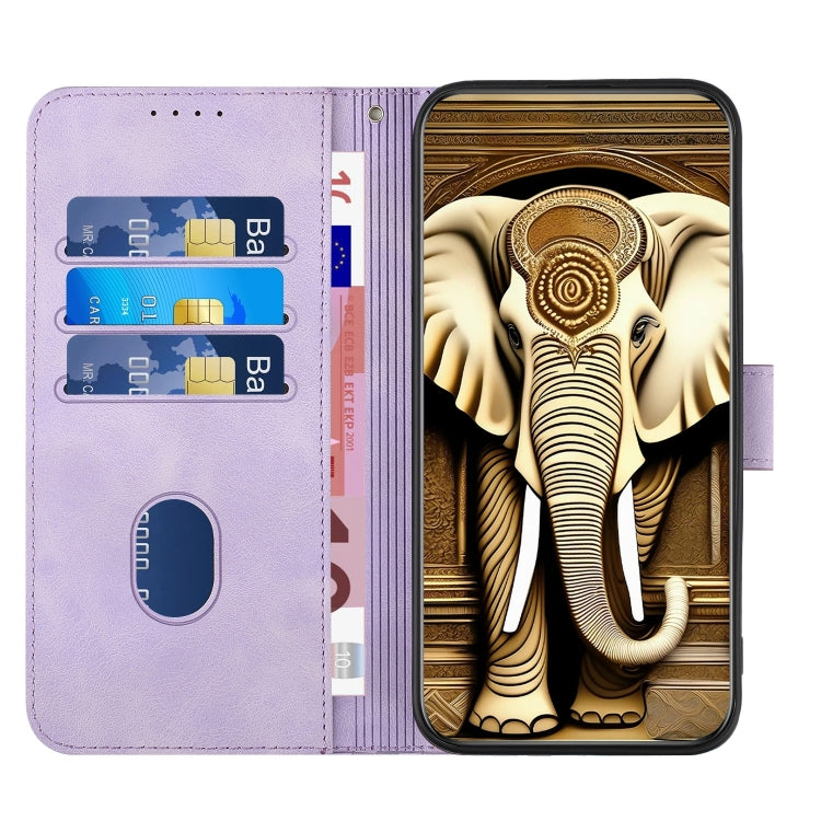 For Google Pixel 9 YX0060 Elephant Head Embossed Phone Leather Case with Lanyard(Light Purple) - Google Cases by buy2fix | Online Shopping UK | buy2fix