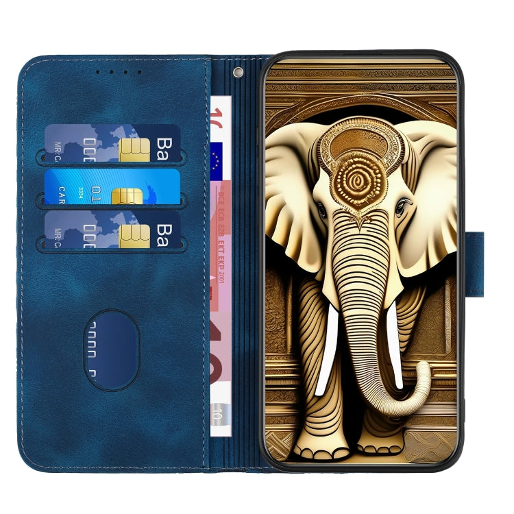 For Google Pixel 9 YX0060 Elephant Head Embossed Phone Leather Case with Lanyard(Royal Blue) - Google Cases by buy2fix | Online Shopping UK | buy2fix