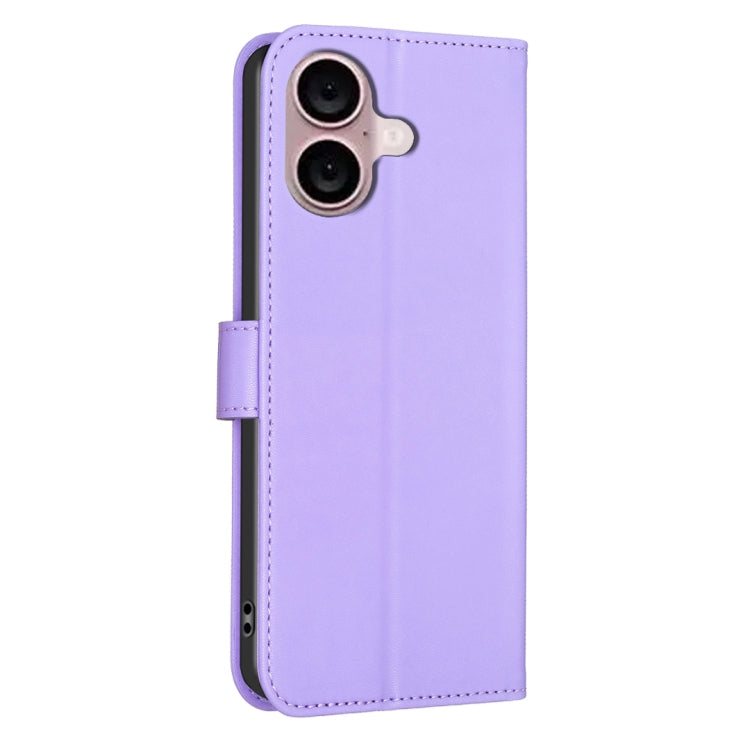 For iPhone 16 Plus Four-leaf Embossed Leather Phone Case(Purple) - iPhone 16 Plus Cases by buy2fix | Online Shopping UK | buy2fix