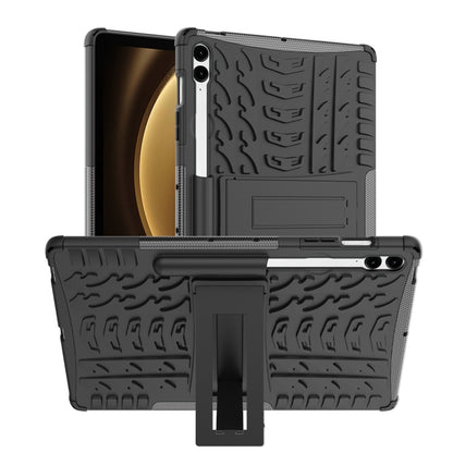 For Samsung Galaxy Tab S9 FE+ Tire Texture TPU + PC Tablet Case with Holder(Black) - Galaxy Tab S9 FE+ by buy2fix | Online Shopping UK | buy2fix