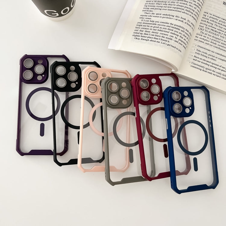 For iPhone 15 Pro Max Colorful Two-Color Lens Film MagSafe Magnetic Horn Acrylic+TPU Case(Purple) - iPhone 15 Pro Max Cases by buy2fix | Online Shopping UK | buy2fix