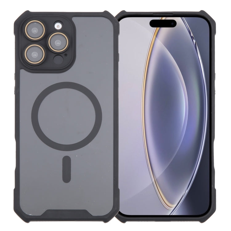 For iPhone 16 Pro Colorful Two-Color Lens Film MagSafe Magnetic Horn Acrylic+TPU Case(Black) - iPhone 16 Pro Cases by buy2fix | Online Shopping UK | buy2fix