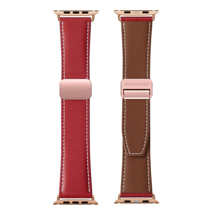 For Apple Watch SE 2023 44mm DUX DUCIS YA Series Magnetic Buckle Genuine Leather Watch Band(Red) - Watch Bands by DUX DUCIS | Online Shopping UK | buy2fix