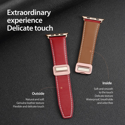 For Apple Watch Series 8 41mm DUX DUCIS YA Series Magnetic Buckle Genuine Leather Watch Band(Red) - Watch Bands by DUX DUCIS | Online Shopping UK | buy2fix