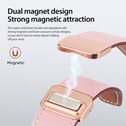 For Apple Watch SE 40mm DUX DUCIS YA Series Magnetic Buckle Genuine Leather Watch Band(Pink) - Watch Bands by DUX DUCIS | Online Shopping UK | buy2fix