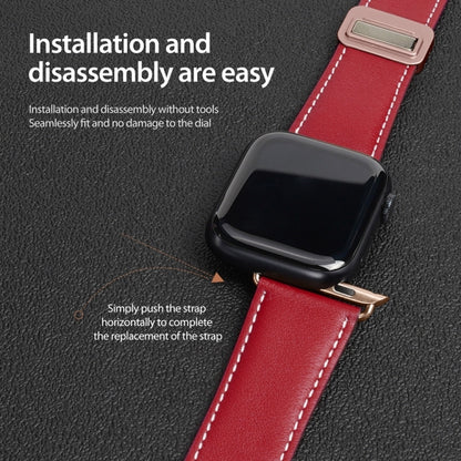 For Apple Watch Series 5 44mm DUX DUCIS YA Series Magnetic Buckle Genuine Leather Watch Band(Red) - Watch Bands by DUX DUCIS | Online Shopping UK | buy2fix