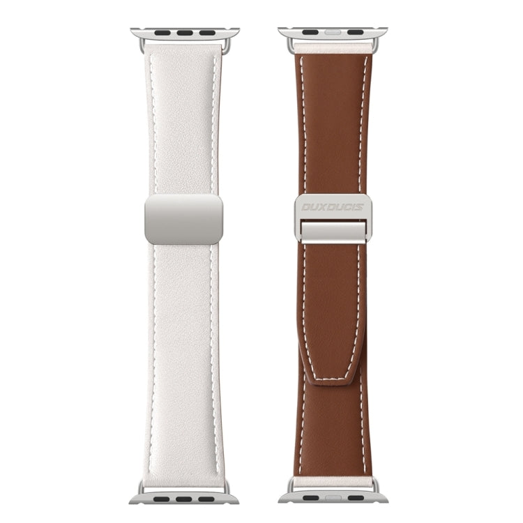 For Apple Watch Series 5 44mm DUX DUCIS YA Series Magnetic Buckle Genuine Leather Watch Band(White) - Watch Bands by DUX DUCIS | Online Shopping UK | buy2fix