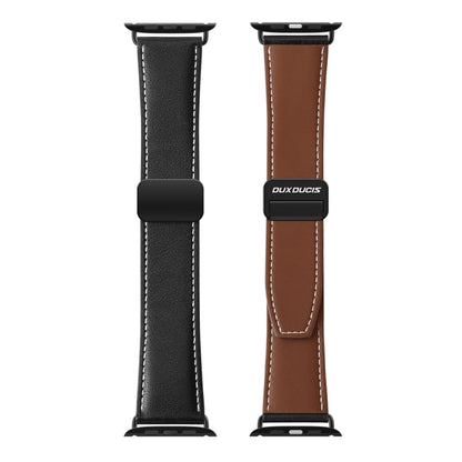 For Apple Watch Series 4 44mm DUX DUCIS YA Series Magnetic Buckle Genuine Leather Watch Band(Black) - Watch Bands by DUX DUCIS | Online Shopping UK | buy2fix