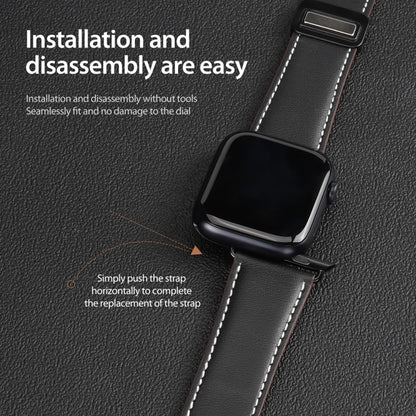 For Apple Watch Series 4 40mm DUX DUCIS YA Series Magnetic Buckle Genuine Leather Watch Band(Black) - Watch Bands by DUX DUCIS | Online Shopping UK | buy2fix