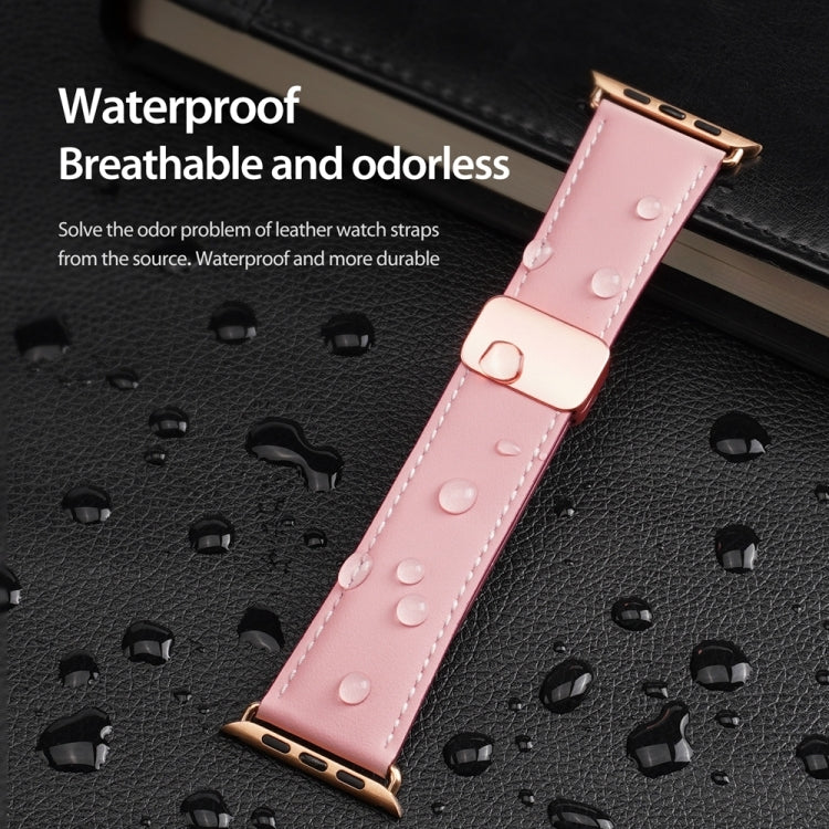 For Apple Watch Series 3 38mm DUX DUCIS YA Series Magnetic Buckle Genuine Leather Watch Band(Pink) - Watch Bands by DUX DUCIS | Online Shopping UK | buy2fix