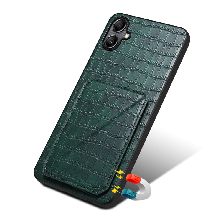 For Samsung Galaxy A20s Denior Imitation Crocodile Leather Back Phone Case with Holder(Green) - Galaxy Phone Cases by Denior | Online Shopping UK | buy2fix