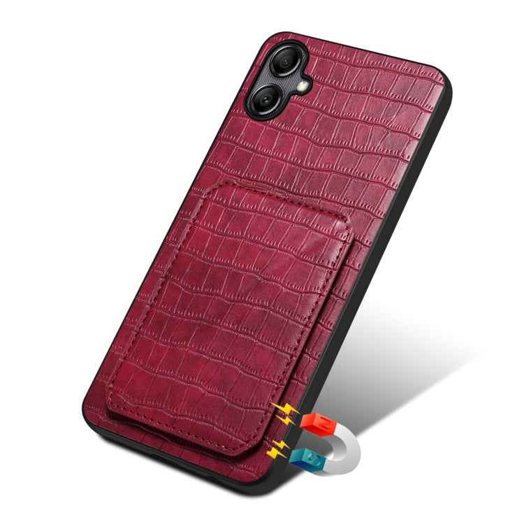 For Samsung Galaxy A31 Denior Imitation Crocodile Leather Back Phone Case with Holder(Rose Red) - Galaxy Phone Cases by Denior | Online Shopping UK | buy2fix