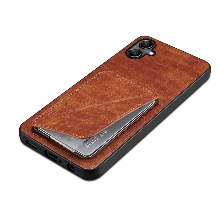 For Samsung Galaxy A53 5G Denior Imitation Crocodile Leather Back Phone Case with Holder(Brown) - Galaxy Phone Cases by Denior | Online Shopping UK | buy2fix