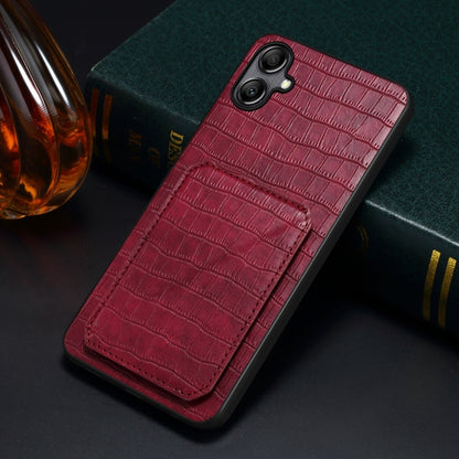 For Samsung Galaxy S21 FE 5G Denior Imitation Crocodile Leather Back Phone Case with Holder(Rose Red) - Galaxy Phone Cases by Denior | Online Shopping UK | buy2fix