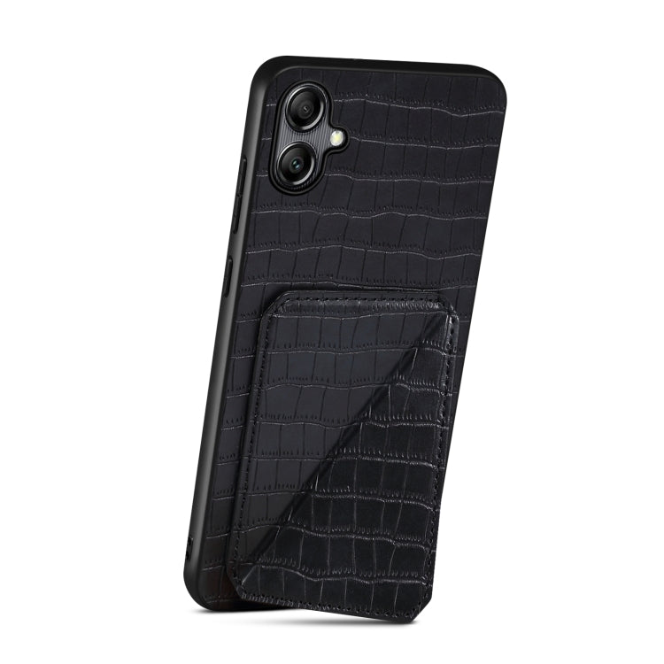 For Samsung Galaxy S24 5G Denior Imitation Crocodile Leather Back Phone Case with Holder(Black) - Galaxy S24 5G Cases by Denior | Online Shopping UK | buy2fix