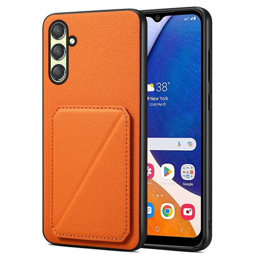 For Samsung Galaxy A14 5G / 4G Denior Imitation Calf Leather Back Phone Case with Holder(Orange) - Galaxy Phone Cases by Denior | Online Shopping UK | buy2fix