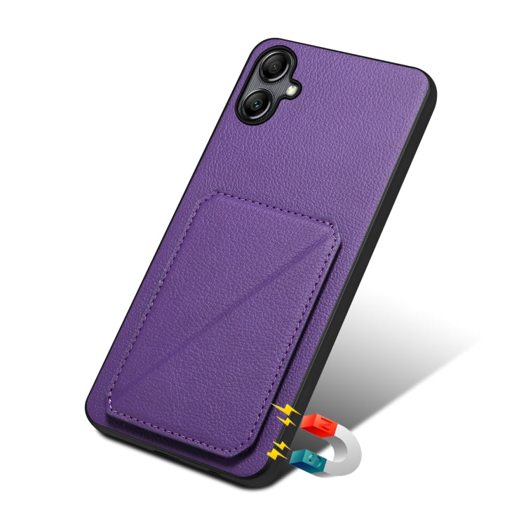 For Samsung Galaxy A20s Denior Imitation Calf Leather Back Phone Case with Holder(Purple) - Galaxy Phone Cases by Denior | Online Shopping UK | buy2fix