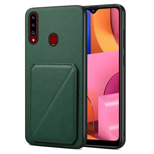 For Samsung Galaxy A20s Denior Imitation Calf Leather Back Phone Case with Holder(Green) - Galaxy Phone Cases by Denior | Online Shopping UK | buy2fix