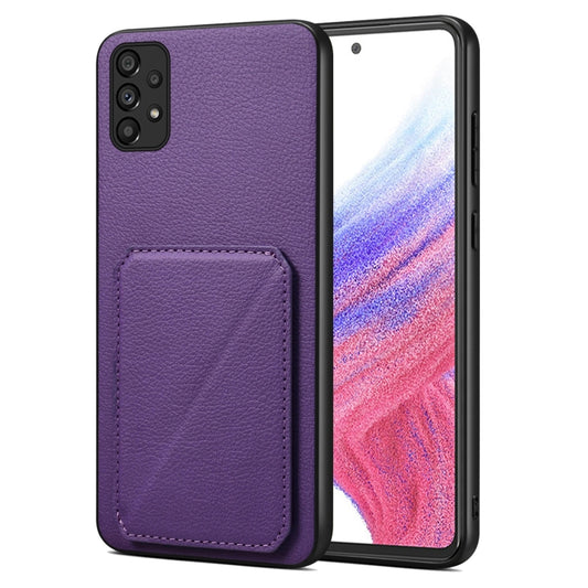 For Samsung Galaxy A53 5G Denior Imitation Calf Leather Back Phone Case with Holder(Purple) - Galaxy Phone Cases by Denior | Online Shopping UK | buy2fix