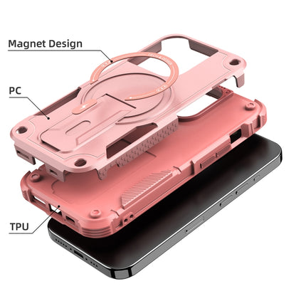 For iPhone 14 Plus MagSafe Holder Armor PC Hybrid TPU Phone Case(Pink) - iPhone 14 Plus Cases by buy2fix | Online Shopping UK | buy2fix