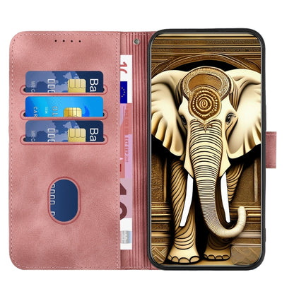 For Xiaomi Redmi Note 13 5G YX0060 Elephant Head Embossed Phone Leather Case with Lanyard(Pink) - Note 13 Cases by buy2fix | Online Shopping UK | buy2fix