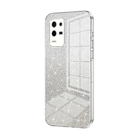 For OPPO K9x Gradient Glitter Powder Electroplated Phone Case(Transparent) - OPPO Cases by buy2fix | Online Shopping UK | buy2fix