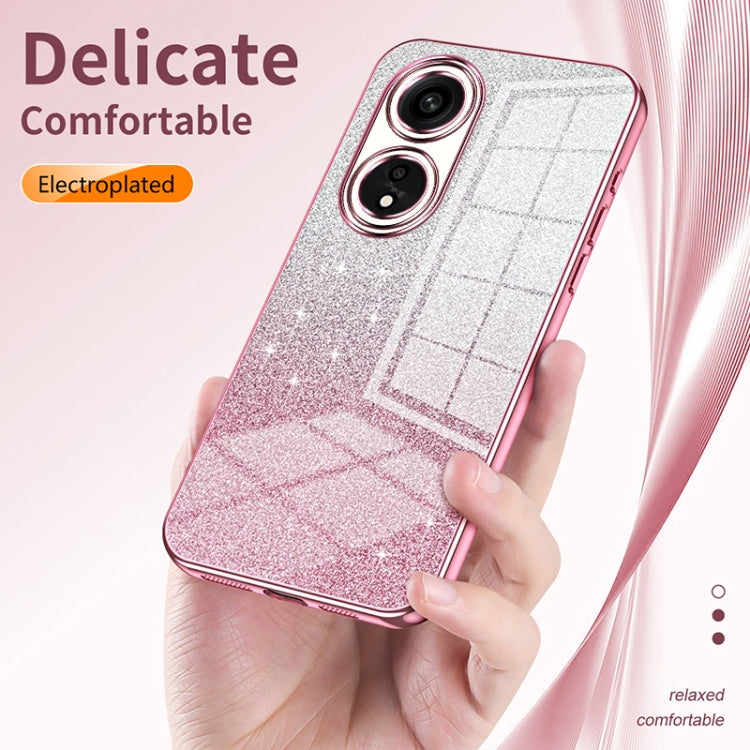 For OPPO Find X5 Gradient Glitter Powder Electroplated Phone Case(Transparent) - OPPO Cases by buy2fix | Online Shopping UK | buy2fix