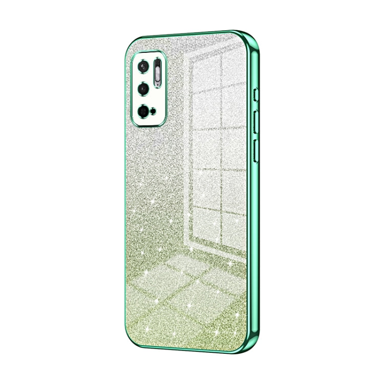 For Xiaomi Redmi Note 10 5G / Note 10T 5G Gradient Glitter Powder Electroplated Phone Case(Green) - Xiaomi Cases by buy2fix | Online Shopping UK | buy2fix