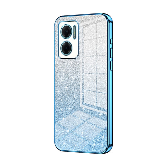 For Xiaomi Redmi Note 11E / Redmi 10 5G Gradient Glitter Powder Electroplated Phone Case(Blue) - Xiaomi Cases by buy2fix | Online Shopping UK | buy2fix