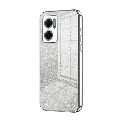 For Xiaomi Redmi Note 11E / Redmi 10 5G Gradient Glitter Powder Electroplated Phone Case(Silver) - Xiaomi Cases by buy2fix | Online Shopping UK | buy2fix