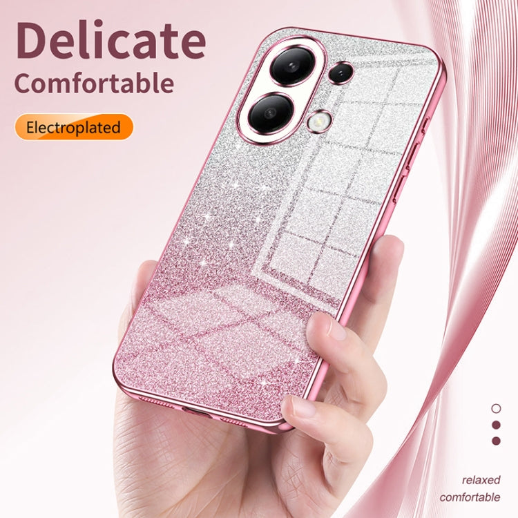 For Xiaomi Redmi Note 9 5G / Note 9T Gradient Glitter Powder Electroplated Phone Case(Transparent) - Xiaomi Cases by buy2fix | Online Shopping UK | buy2fix