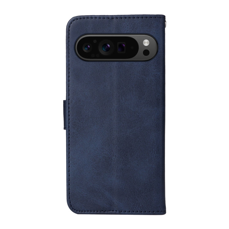 For Google Pixel 9 Pro Classic Calf Texture Flip Leather Phone Case(Blue) - Google Cases by buy2fix | Online Shopping UK | buy2fix