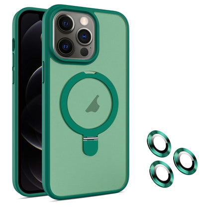 For iPhone 12 Pro MagSafe Magnetic Holder Phone Case(Dark Green) - iPhone 12 / 12 Pro Cases by buy2fix | Online Shopping UK | buy2fix