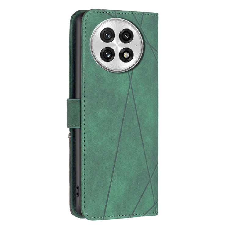 For OnePlus 13 BF05 Magnetic Buckle Rhombus Texture Leather Phone Case(Green) - OnePlus Cases by buy2fix | Online Shopping UK | buy2fix