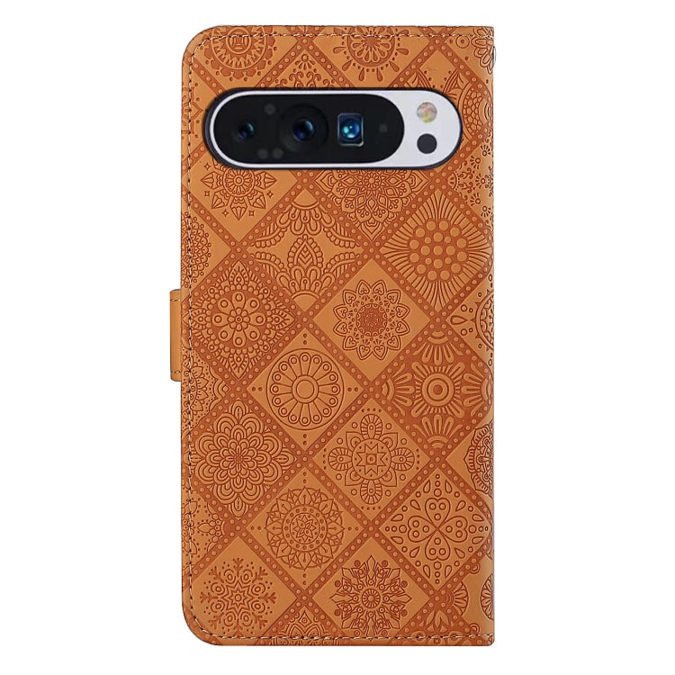 For Google Pixel 9 Pro XL Ethnic Style Embossed Pattern Leather Phone Case(Brown) - Google Cases by buy2fix | Online Shopping UK | buy2fix