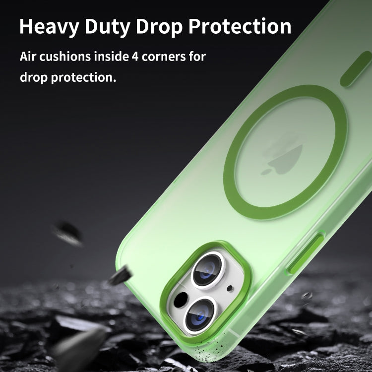 For iPhone 14 MagSafe Frosted Translucent TPU + PC Full Coverage Phone Case(Green) - iPhone 14 Cases by buy2fix | Online Shopping UK | buy2fix