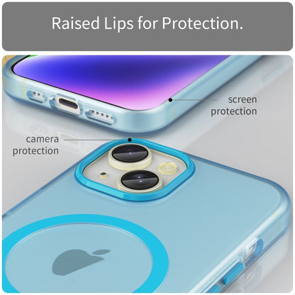 For iPhone 16 Plus MagSafe Frosted Translucent TPU + PC Full Coverage Phone Case(Blue) - iPhone 16 Plus Cases by buy2fix | Online Shopping UK | buy2fix