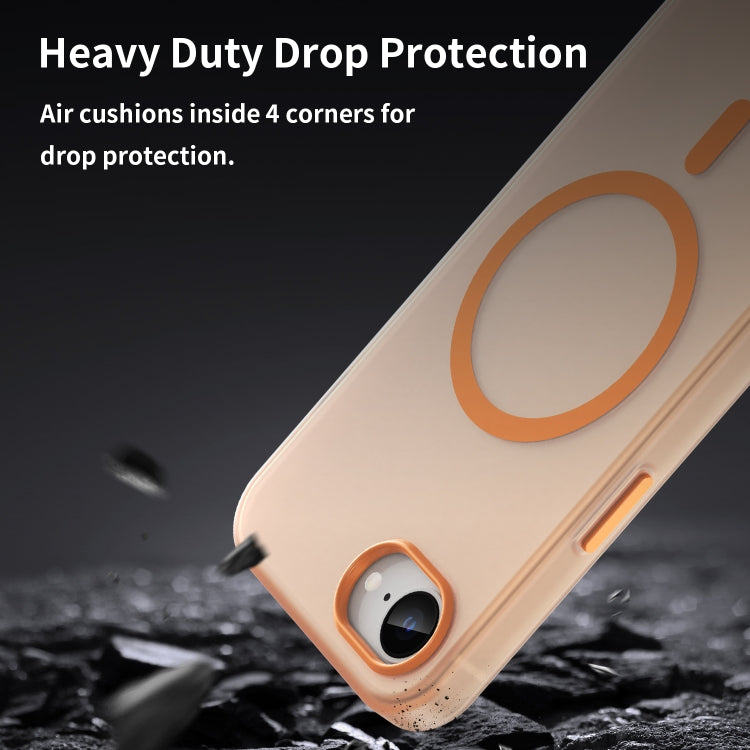 For iPhone 16e MagSafe Frosted Translucent TPU + PC Full Coverage Phone Case(Orange) - iPhone 16e Cases by buy2fix | Online Shopping UK | buy2fix