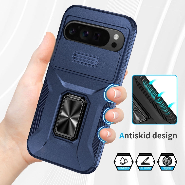 For Google Pixel 9 Pro XL Sliding Camshield Holder Phone Case(Blue) - Google Cases by buy2fix | Online Shopping UK | buy2fix