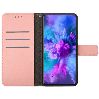 For OnePlus 12 5G Global Rhombic Grid Texture Leather Phone Case(Pink) - OnePlus Cases by buy2fix | Online Shopping UK | buy2fix