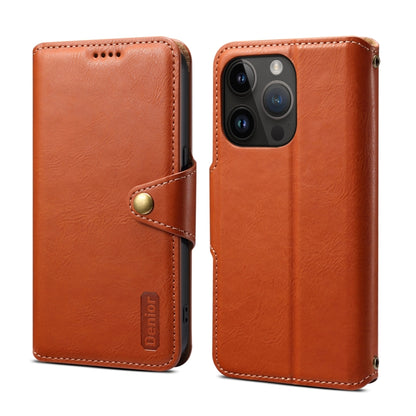 For iPhone 15 Pro Max Denior Cowhide Texture Wallet Style Leather Phone Case(Brown) - iPhone 15 Pro Max Cases by Denior | Online Shopping UK | buy2fix