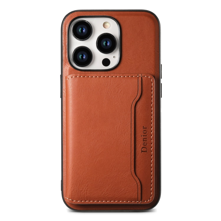 For iPhone 15 Pro Max Denior Cowhide Texture Leather MagSafe Detachable Wallet Phone Case(Brown) - iPhone 15 Pro Max Cases by Denior | Online Shopping UK | buy2fix