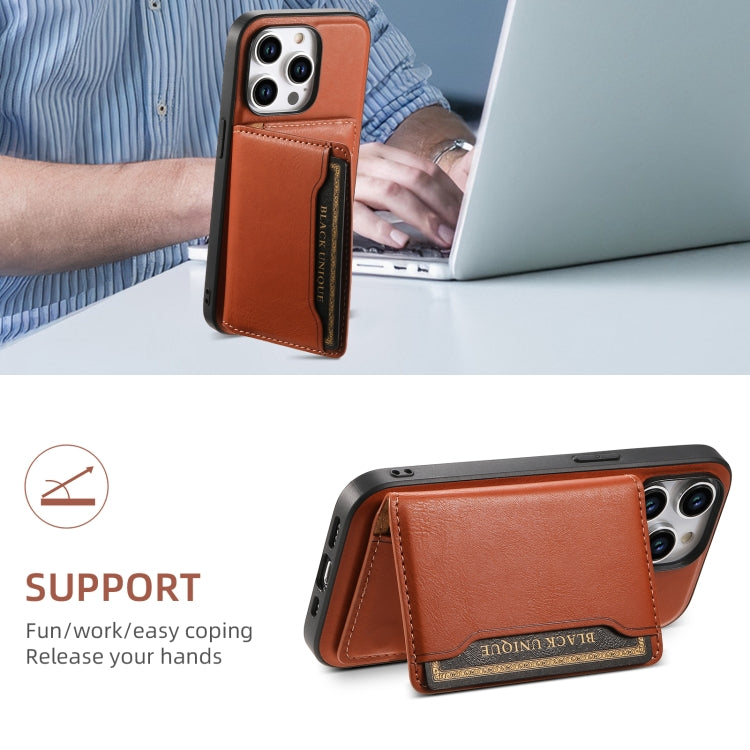 For iPhone 13 Denior Cowhide Texture Leather MagSafe Detachable Wallet Phone Case(Brown) - iPhone 13 Cases by Denior | Online Shopping UK | buy2fix