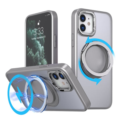 For iPhone 11 360-degree Rotating MagSafe Magnetic Holder Phone Case(Titanium Grey) - iPhone 11 Cases by buy2fix | Online Shopping UK | buy2fix