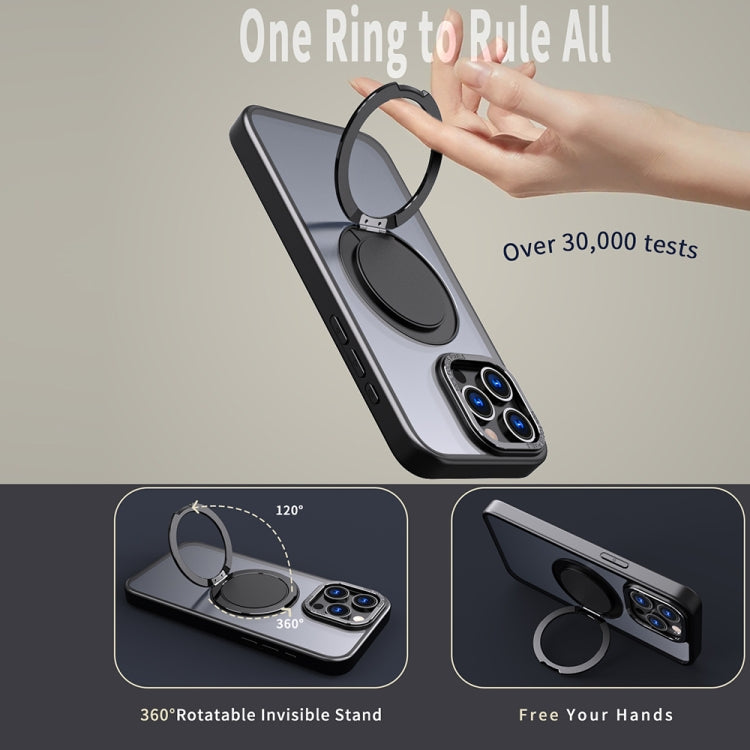 For iPhone 14 Pro 360-degree Rotating MagSafe Magnetic Holder Phone Case(Black) - iPhone 14 Pro Cases by buy2fix | Online Shopping UK | buy2fix