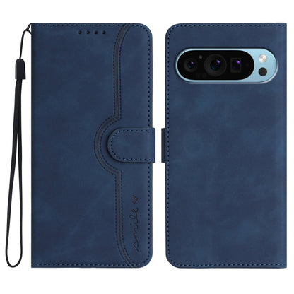 For Google Pixel 9 Heart Pattern Skin Feel Leather Phone Case(Royal Blue) - Google Cases by buy2fix | Online Shopping UK | buy2fix