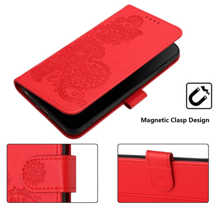 For Google Pixel 9 Pro Datura Flower Embossed Flip Leather Phone Case(Red) - Google Cases by buy2fix | Online Shopping UK | buy2fix