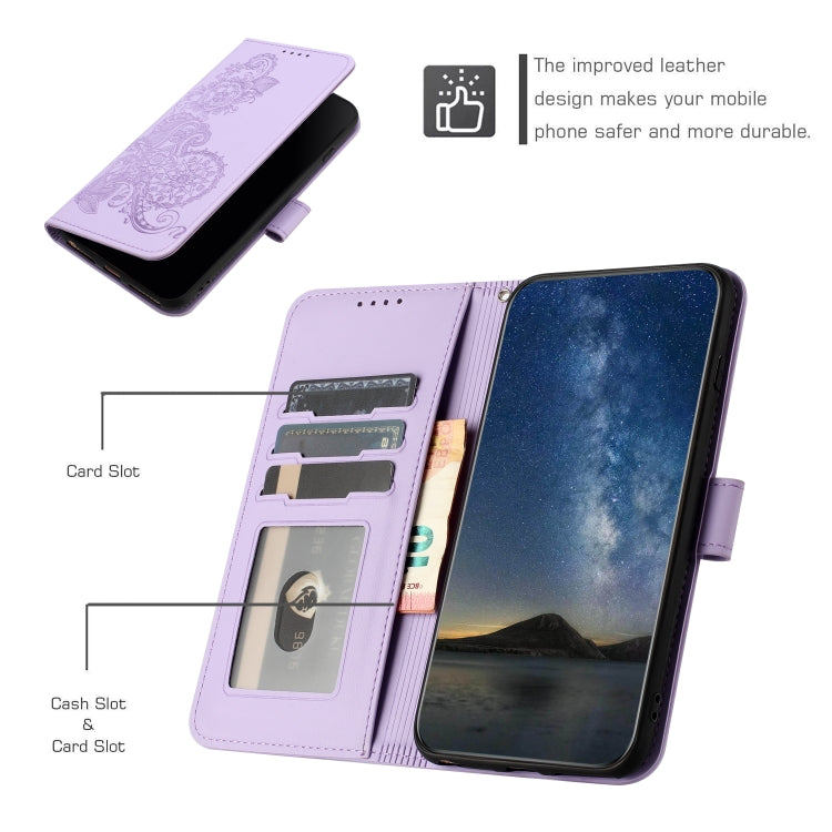 For Xiaomi Redmi K70 Datura Flower Embossed Flip Leather Phone Case(Purple) - K70 Cases by buy2fix | Online Shopping UK | buy2fix